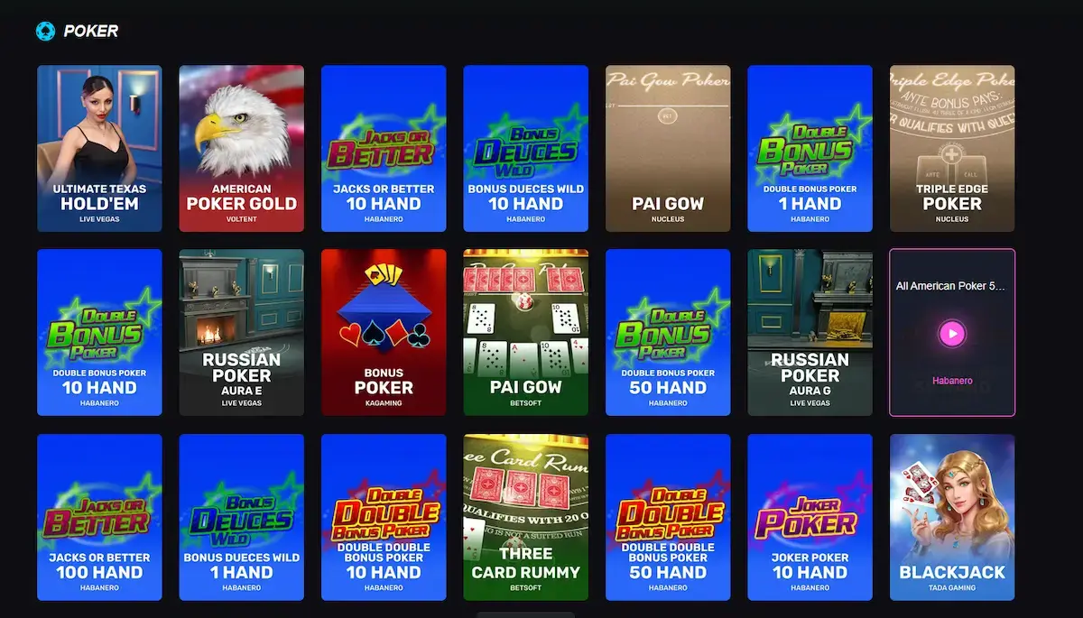Poker bei Winboost Casino: Ultimate Texas Hold'em, Jacks or Better, Double Bonus Poker und Pai Gow