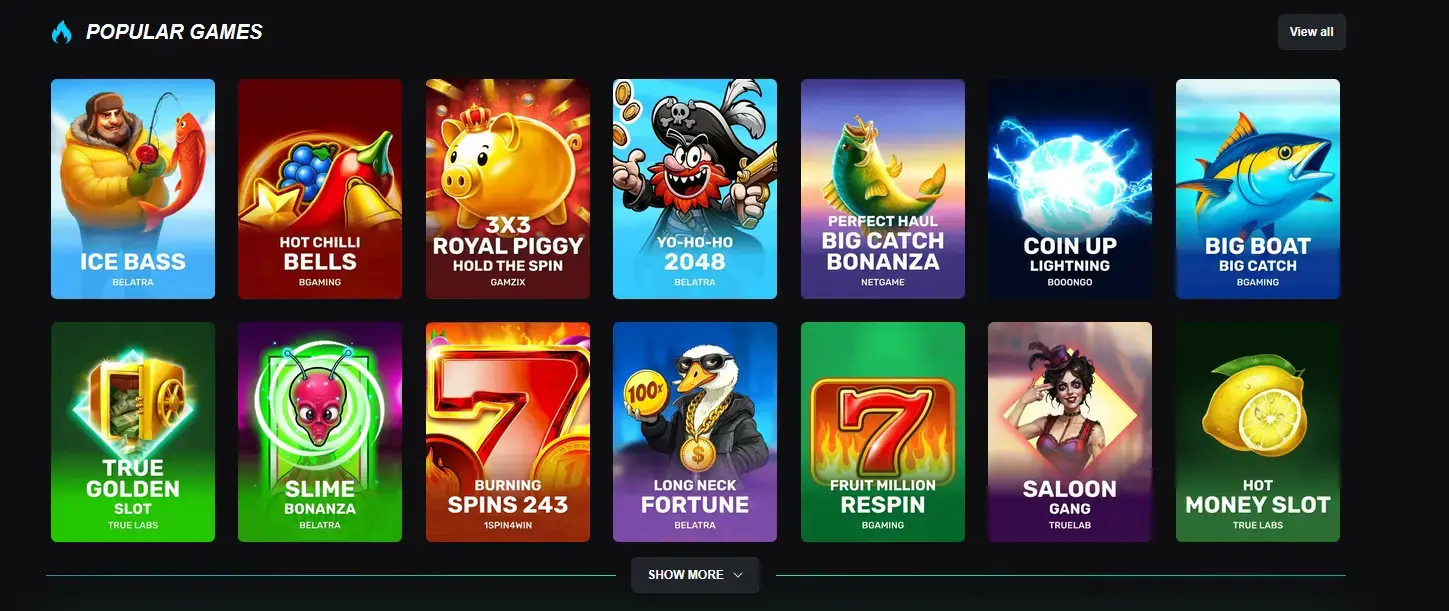 Beliebte Slots bei Winboost Casino: Ice Bass, Royal Piggy, Big Catch Bonanza und weitere Spielautomaten